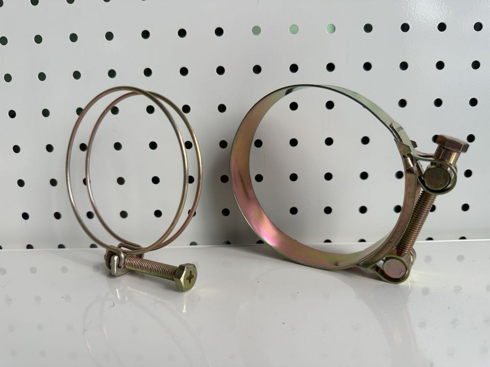 Iron irrigation hose clamps in multiple sizes