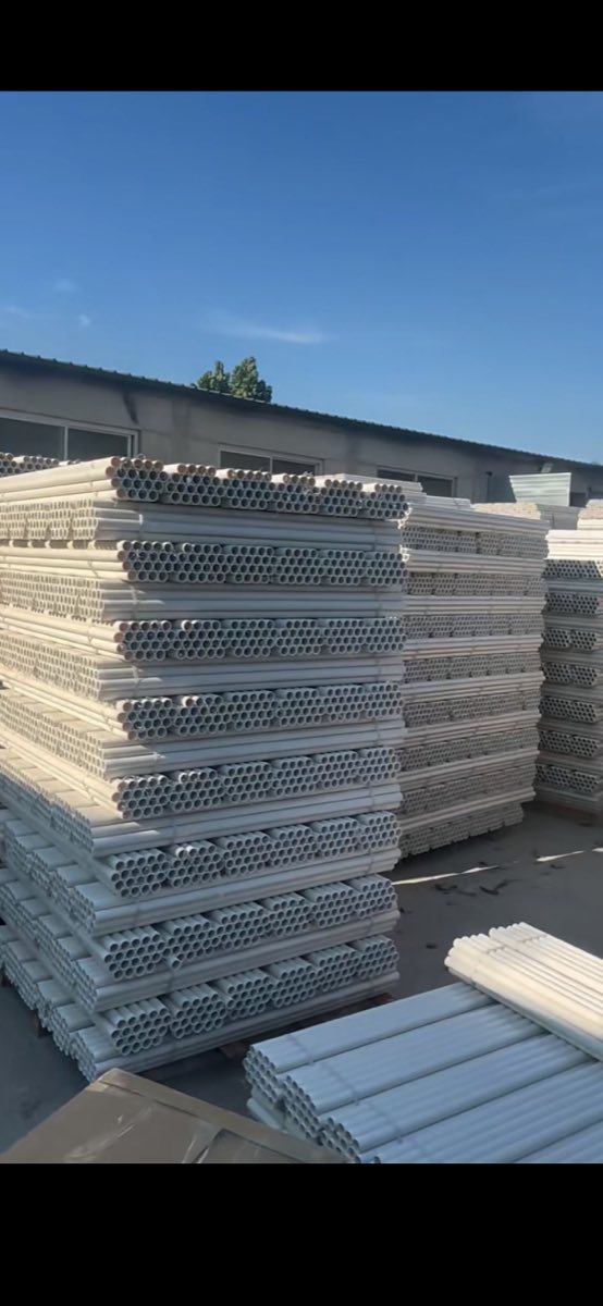 PVC sprinkler risers in the factory yard
